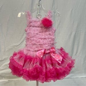 12m Popatu Pink Layered Tutu Dress Baby Girls Ruffle Bow Photo Prop Photography